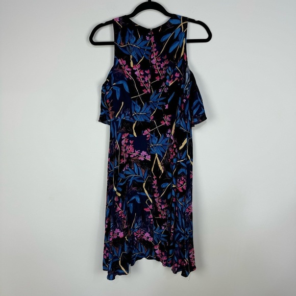 Mauve Anthropologie Floral Cold Shoulder Mini Dress Vacation Beach - Picture 2 of 4